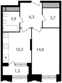 Квартира 40,3 м², 1-комнатная - изображение 1