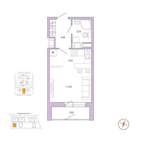 26,8 м², квартира-студия 5 999 900 ₽ - изображение 64
