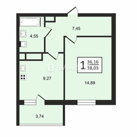 Квартира 39,9 м², 1-комнатная - изображение 1