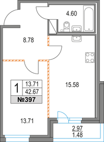 46,4 м², 1-комнатные апартаменты 12 990 000 ₽ - изображение 65