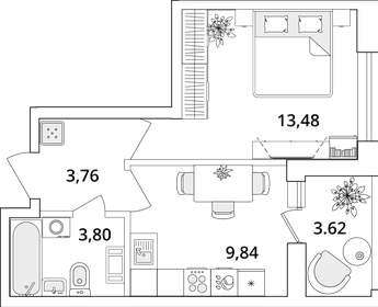 34 м², 1-комнатная квартира 9 500 000 ₽ - изображение 75