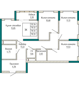 89,4 м², 3-комнатная квартира 10 007 200 ₽ - изображение 18