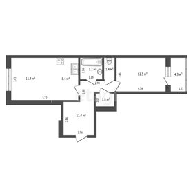 Квартира 54,3 м², 2-комнатная - изображение 3