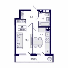 Квартира 39,9 м², 1-комнатная - изображение 2