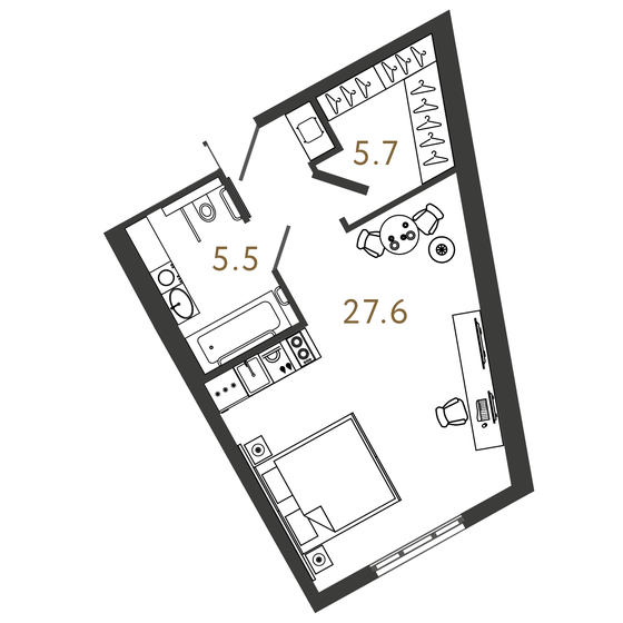 38,8 м², апартаменты-студия 11 200 000 ₽ - изображение 1