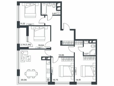 Квартира 89,6 м², 4-комнатная - изображение 1