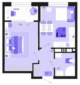 32 м², 1-комнатная квартира 5 200 000 ₽ - изображение 99