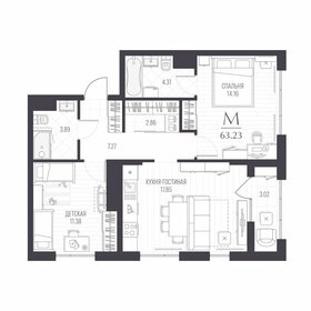 Квартира 63,2 м², 2-комнатная - изображение 1