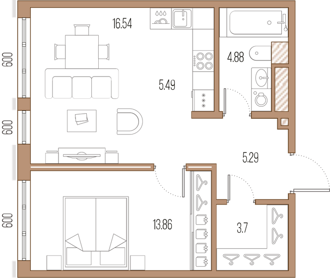 49,8 м², 1-комнатная квартира 20 796 480 ₽ - изображение 19