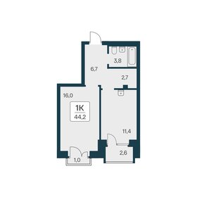 Квартира 44,2 м², 1-комнатная - изображение 1