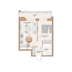 Квартира 37,3 м², 1-комнатная - изображение 3