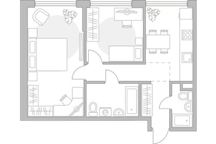 Квартира 59 м², 2-комнатная - изображение 1