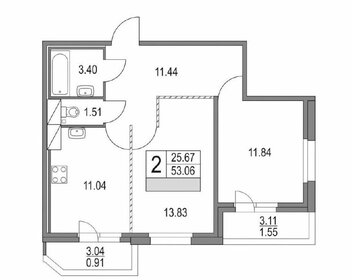 Квартира 53,1 м², 2-комнатная - изображение 1