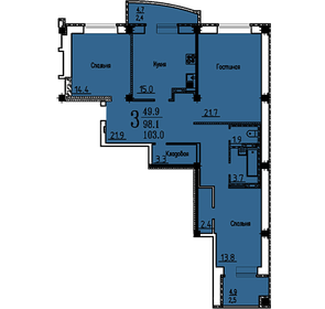 103 м², 3-комнатная квартира 6 500 000 ₽ - изображение 48