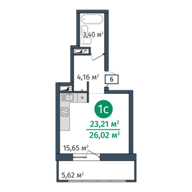 Квартира 23,2 м², 1-комнатная - изображение 1