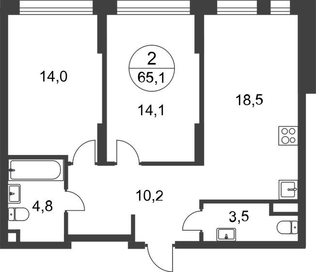 65,1 м², 2-комнатная квартира 15 516 883 ₽ - изображение 46