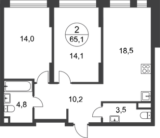 Квартира 65,1 м², 2-комнатная - изображение 1