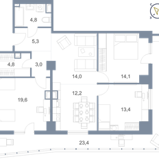 Квартира 114,6 м², 3-комнатная - изображение 2