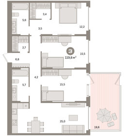 Квартира 119,8 м², 3-комнатная - изображение 1