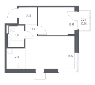 Квартира 41,5 м², 1-комнатная - изображение 1