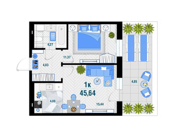 46,4 м², 1-комнатная квартира 3 900 000 ₽ - изображение 59