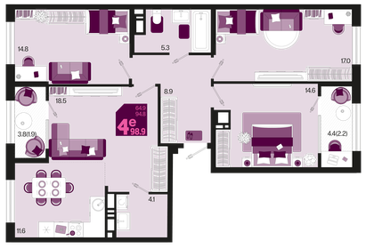 85,4 м², 4-комнатная квартира 12 000 000 ₽ - изображение 74