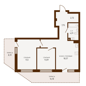 Квартира 72,8 м², 2-комнатная - изображение 1