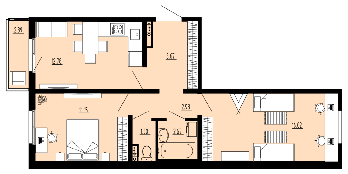 53,2 м², 3-комнатная квартира 7 363 290 ₽ - изображение 12