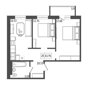 57,2 м², 2-комнатная квартира 6 200 000 ₽ - изображение 100