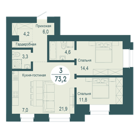 Квартира 73,2 м², 3-комнатная - изображение 1