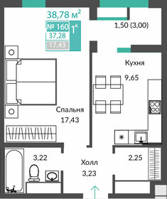 Квартира 37,3 м², 1-комнатная - изображение 1