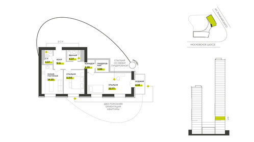 Квартира 76 м², 2-комнатная - изображение 1