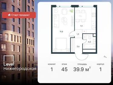 40,7 м², 1-комнатная квартира 15 000 000 ₽ - изображение 119