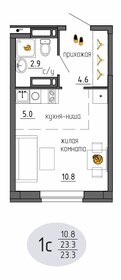 Квартира 23,3 м², студия - изображение 1