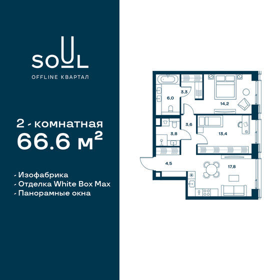 66,6 м², 2-комнатная квартира 35 717 580 ₽ - изображение 1