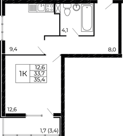 Квартира 35,4 м², 1-комнатная - изображение 1