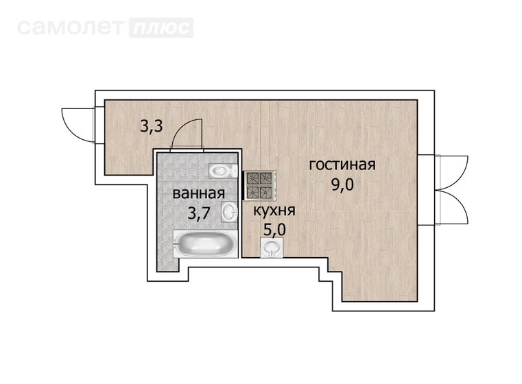 21 м², квартира-студия 6 000 000 ₽ - изображение 50