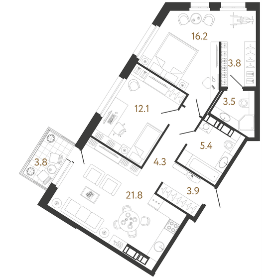 71 м², 2-комнатная квартира 23 588 492 ₽ - изображение 1