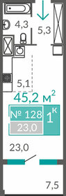 Квартира 45,2 м², 1-комнатные - изображение 1