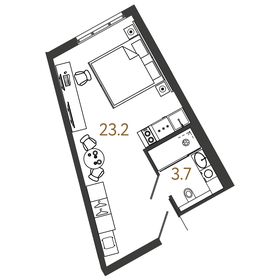 26,8 м², апартаменты-студия 10 400 000 ₽ - изображение 35
