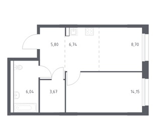 Квартира 45,1 м², 1-комнатная - изображение 1