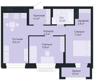 52,8 м², 1-комнатная квартира 13 622 400 ₽ - изображение 22