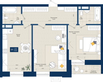 85,4 м², 2-комнатная квартира 23 000 000 ₽ - изображение 82