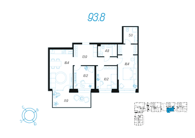 Квартира 93,8 м², 3-комнатная - изображение 1