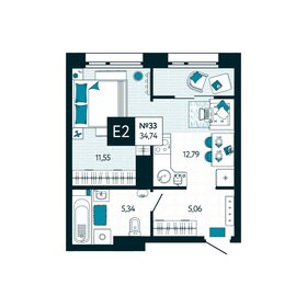 34,7 м², 1-комнатная квартира 4 134 060 ₽ - изображение 36