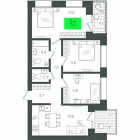 Квартира 84,7 м², 3-комнатная - изображение 1