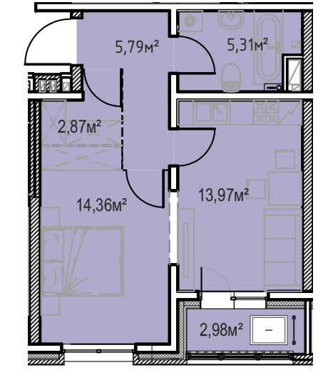 45,3 м², 1-комнатная квартира 6 565 600 ₽ - изображение 1