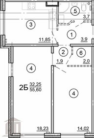 Квартира 55,5 м², 2-комнатная - изображение 1