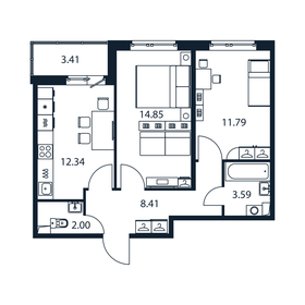 56,7 м², 2-комнатная квартира 6 655 000 ₽ - изображение 70
