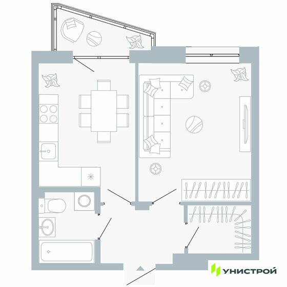 39,2 м², 1-комнатная квартира 5 505 000 ₽ - изображение 1